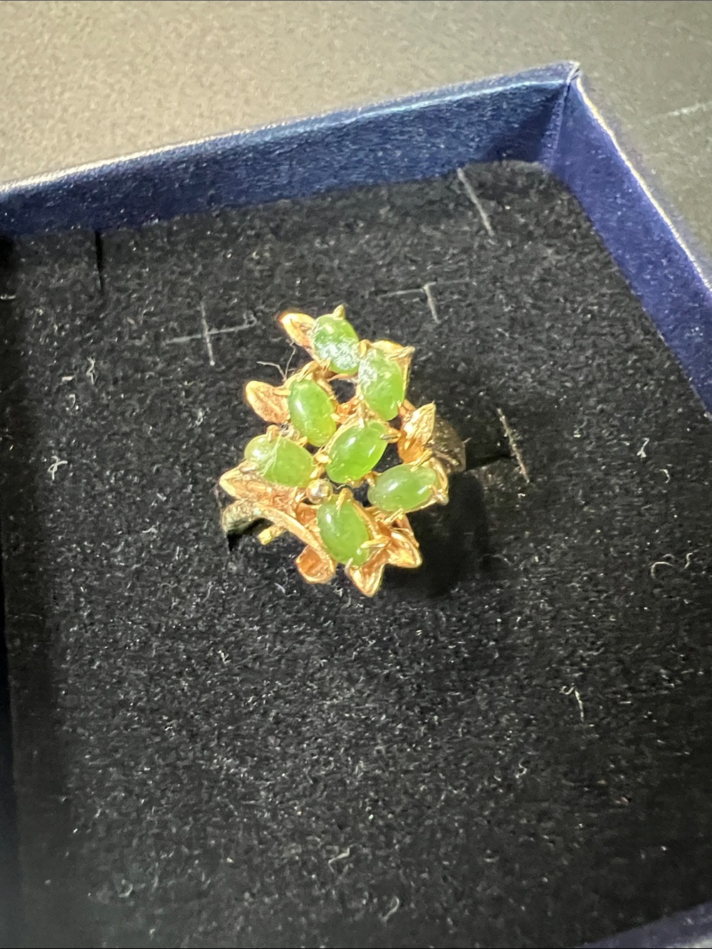 Gold-Tone Canadian Nephrite Floral Ring - Women Jewelry